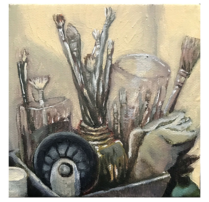 Brush collection, oil painting, Anne Pennypacker